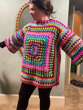 Handmade Crochet Granny Square Sweater